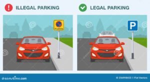 auto estacionado con senal de prohibido circular