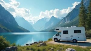 caravana vehiculos recreativos en ruta natural