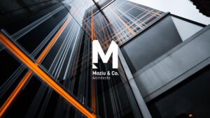 edificio corporativo moderno con logo empresarial