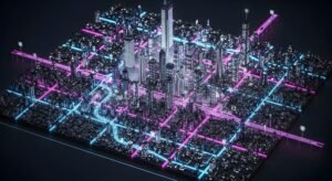 mapa de circuitos electricos urbanos iluminados noche