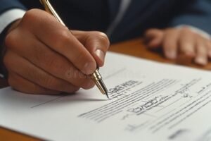 persona firmando documento legal en argentina