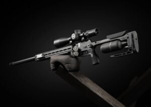 rifle de aire comprimido sobre fondo neutro